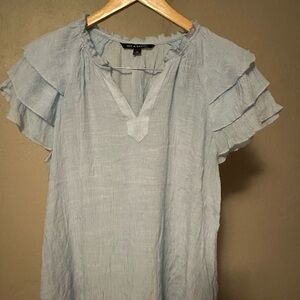Zac & Rachel Light Blue Ruffle Sleeve Blouse